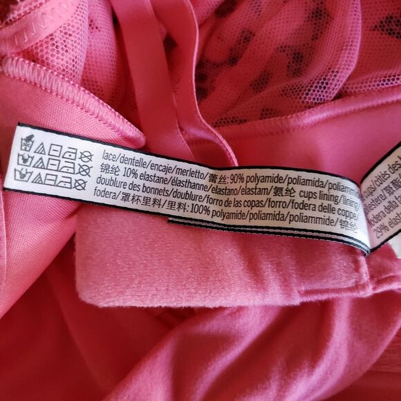 Victoria's Secret Lace Underwire Unlined Demi Bra Peach Women's Size 34C - Picture 11 of 12